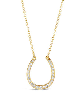 CZ Horseshoe Pendant Necklace