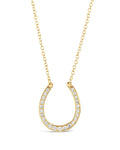 CZ Horseshoe Pendant Necklace Sterling Forever Silver 