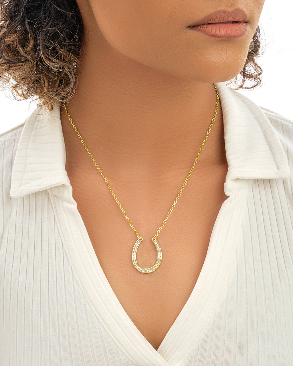 CZ Horseshoe Pendant Necklace Sterling Forever 