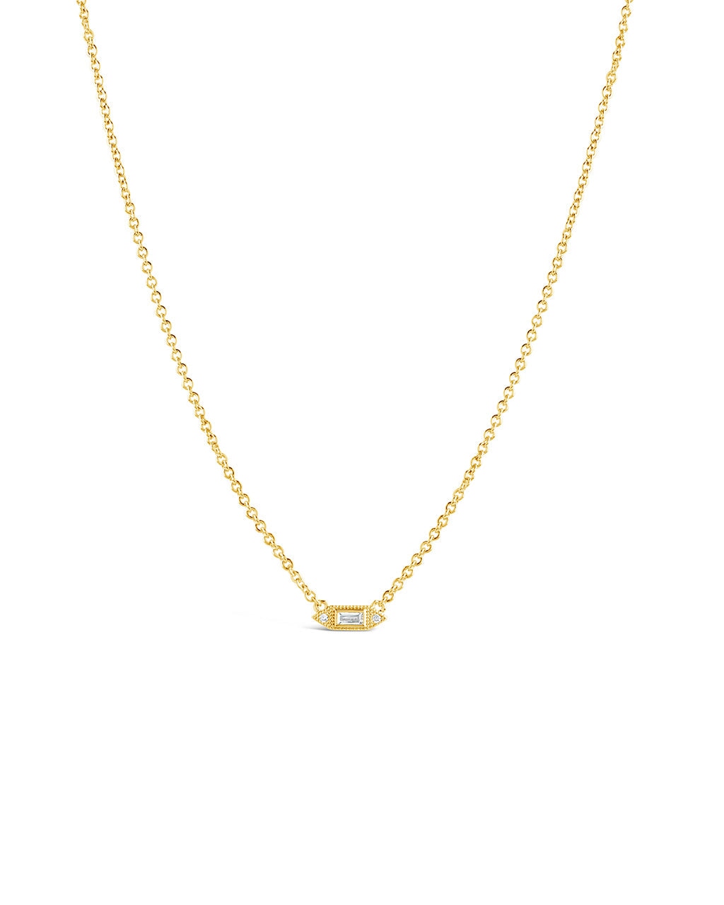 Elongated Diamond CZ Pendant Necklace Necklace Sterling Forever Gold 