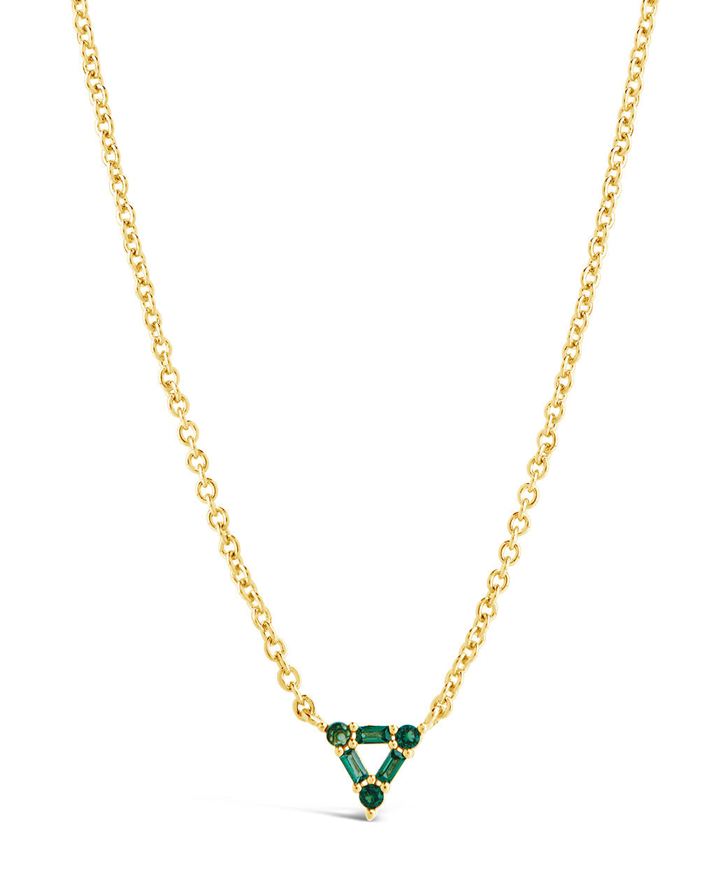 CZ Trinity Triangle Necklace Necklace Sterling Forever Gold Emerald 