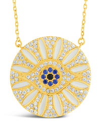 Evil Eye & CZ Petal Pendant Necklace Sterling Forever 
