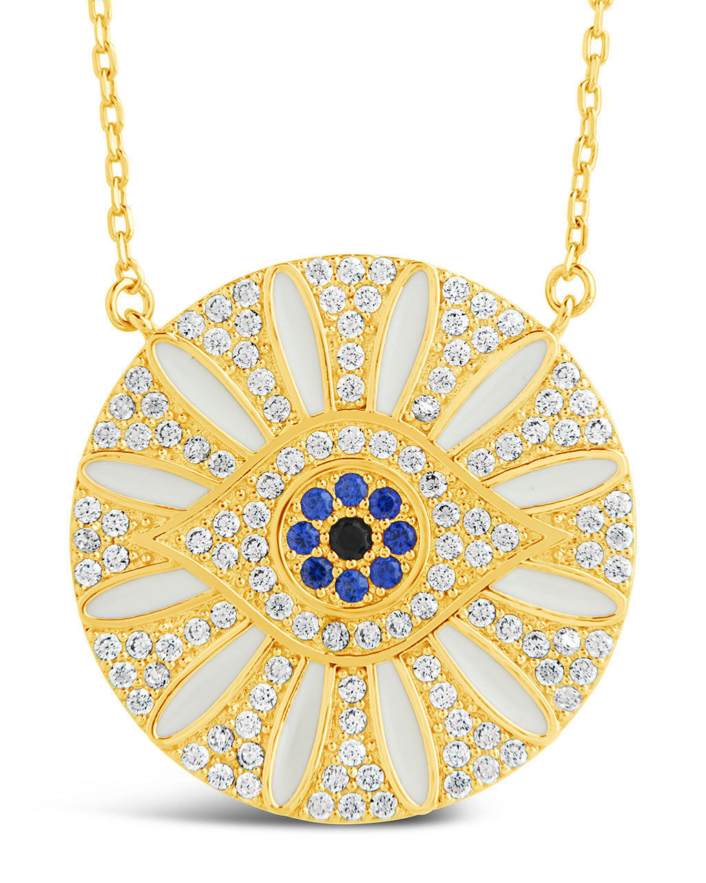 Evil Eye & CZ Petal Pendant Necklace Sterling Forever 