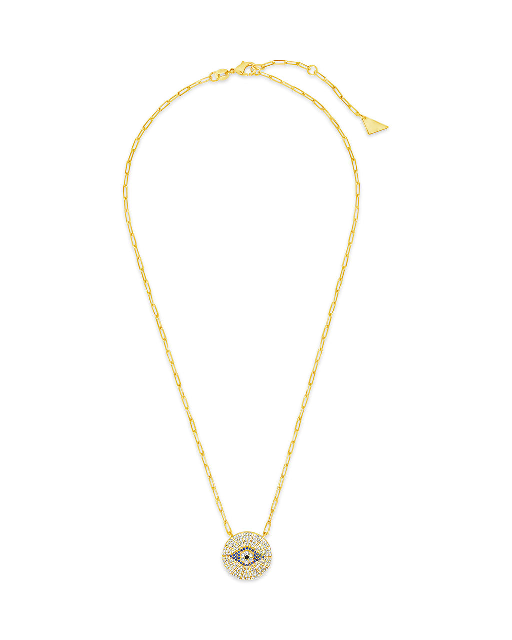 Gold Evil Eye Necklace with Cubic Zirconia