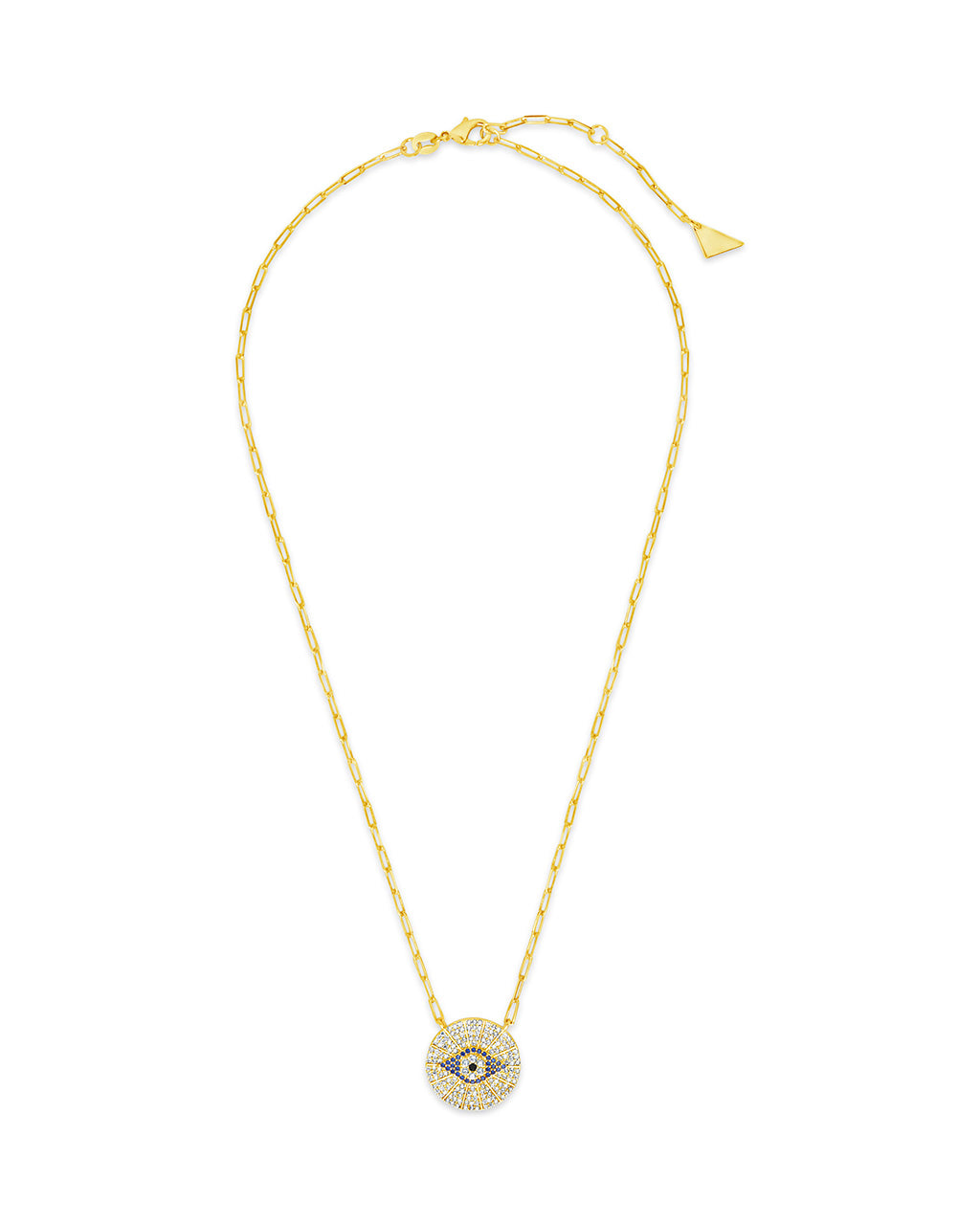 CZ Evil Eye Disk Pendant Necklace Sterling Forever 