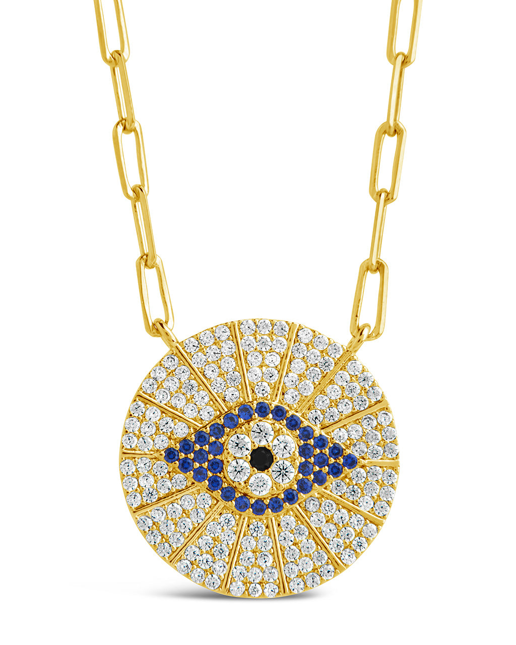 CZ Evil Eye Disk Pendant Necklace Sterling Forever 