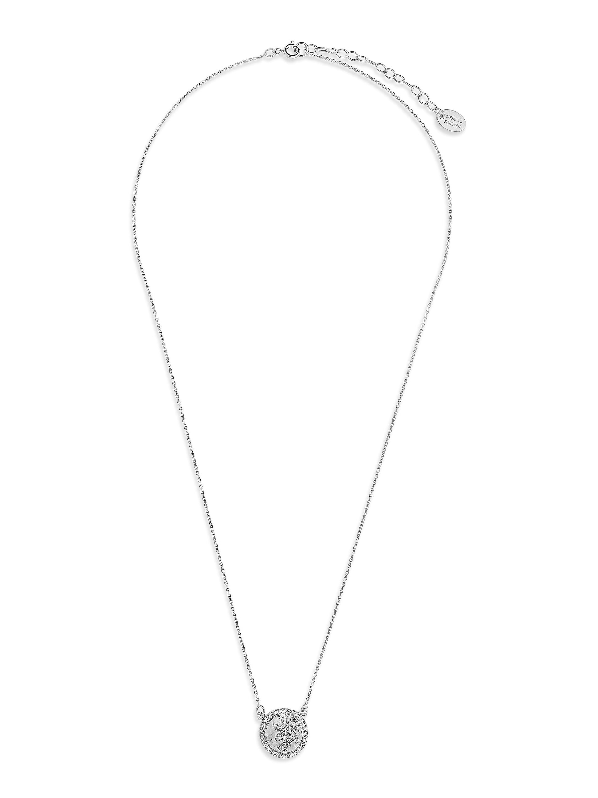Sterling Silver CZ Leaf Pendant Necklace - Sterling Forever