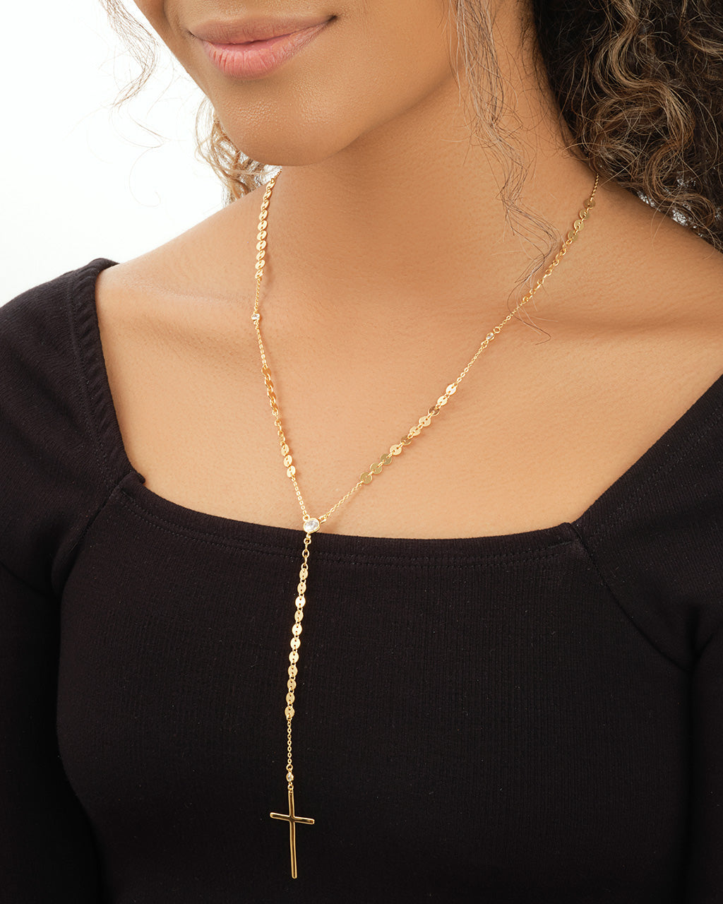 14K Gold Vermeil Cross & CZ Y Necklace Necklace Sterling Forever 