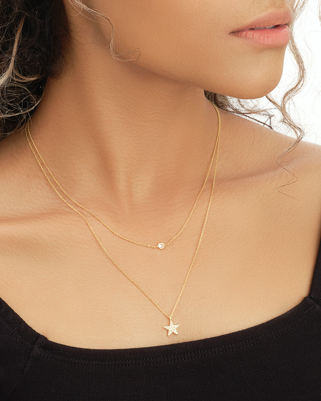Sterling Silver Star Pendant CZ Layered Necklace Necklace Sterling Forever 