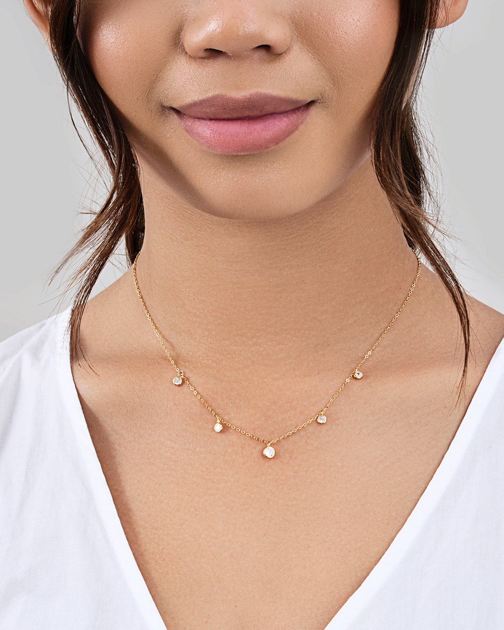 Sterling Silver CZ Dangling Bezel Necklace Necklace Sterling Forever 