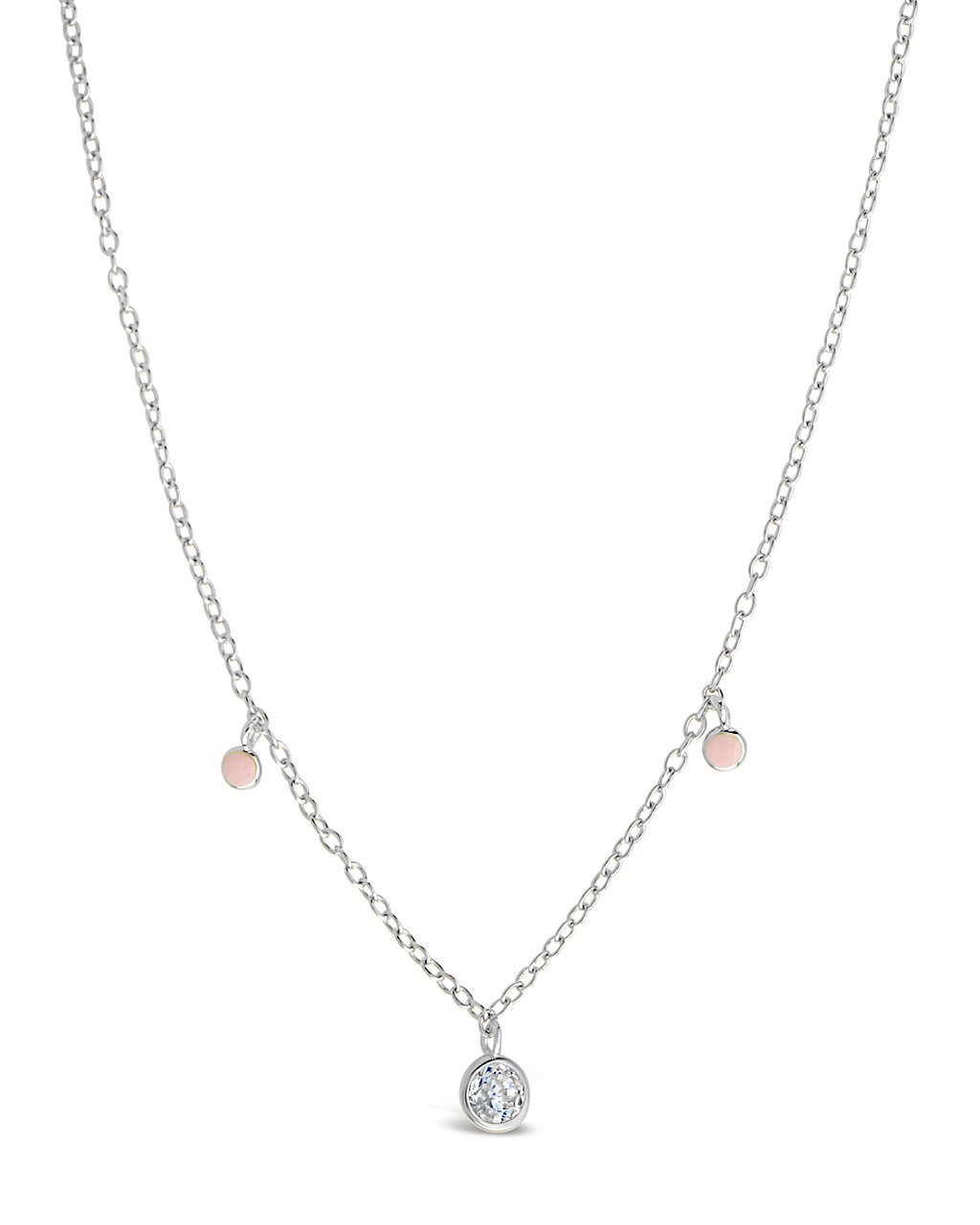 Sterling Silver Enamel & CZ Charm Necklace - Sterling Forever