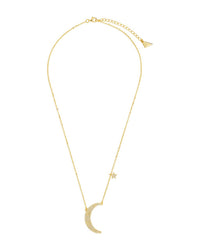 Sterling Silver CZ Crescent & Star Charm Necklace Necklace Sterling Forever 