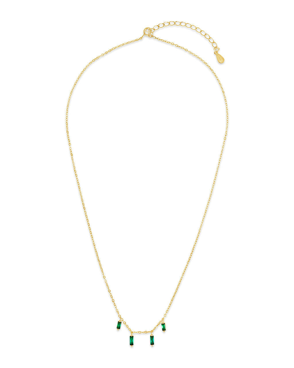 Sterling Silver Emerald CZ Baguette Charm Necklace Necklace Sterling Forever 