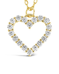 Sterling Silver CZ Outline Heart Pendant Necklace Necklace Sterling Forever 