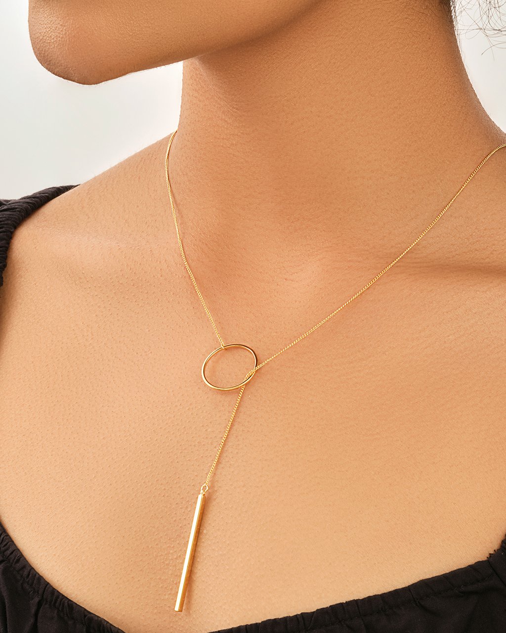 Layering Circle and Bar Lariat Necklace Necklace Sterling Forever 