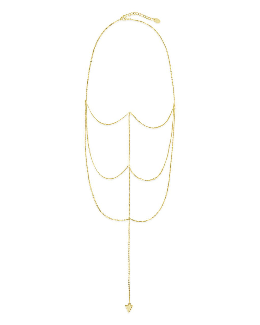 Triple Layer Triangle Drop Chain Necklace - Sterling Forever