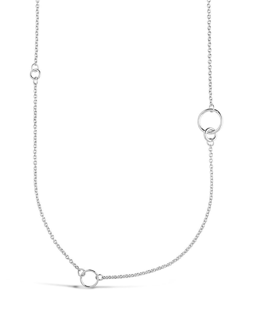 Long Polished Interlocking Circles Necklace - Sterling Forever