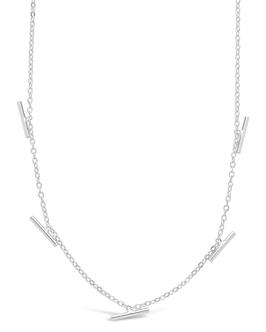 Sterling Silver Bar Charm Necklace - Sterling Forever