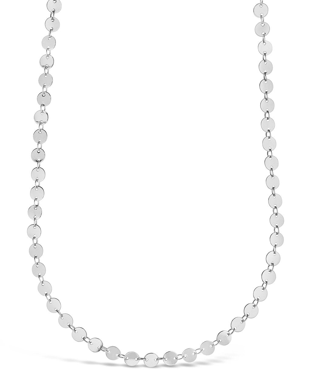 Round Disk Long Chain Necklace - Sterling Forever