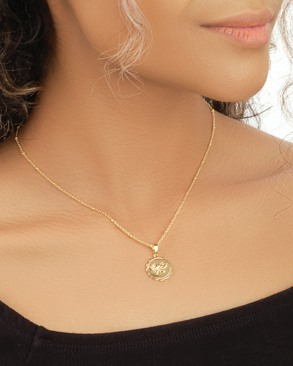 Butterfly Pendant on Beaded Chain Necklace Sterling Forever 