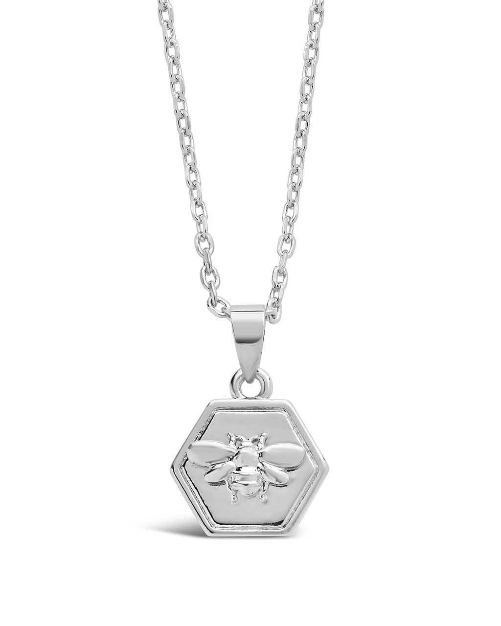 Hexagon Bee Pendant Necklace - Sterling Forever