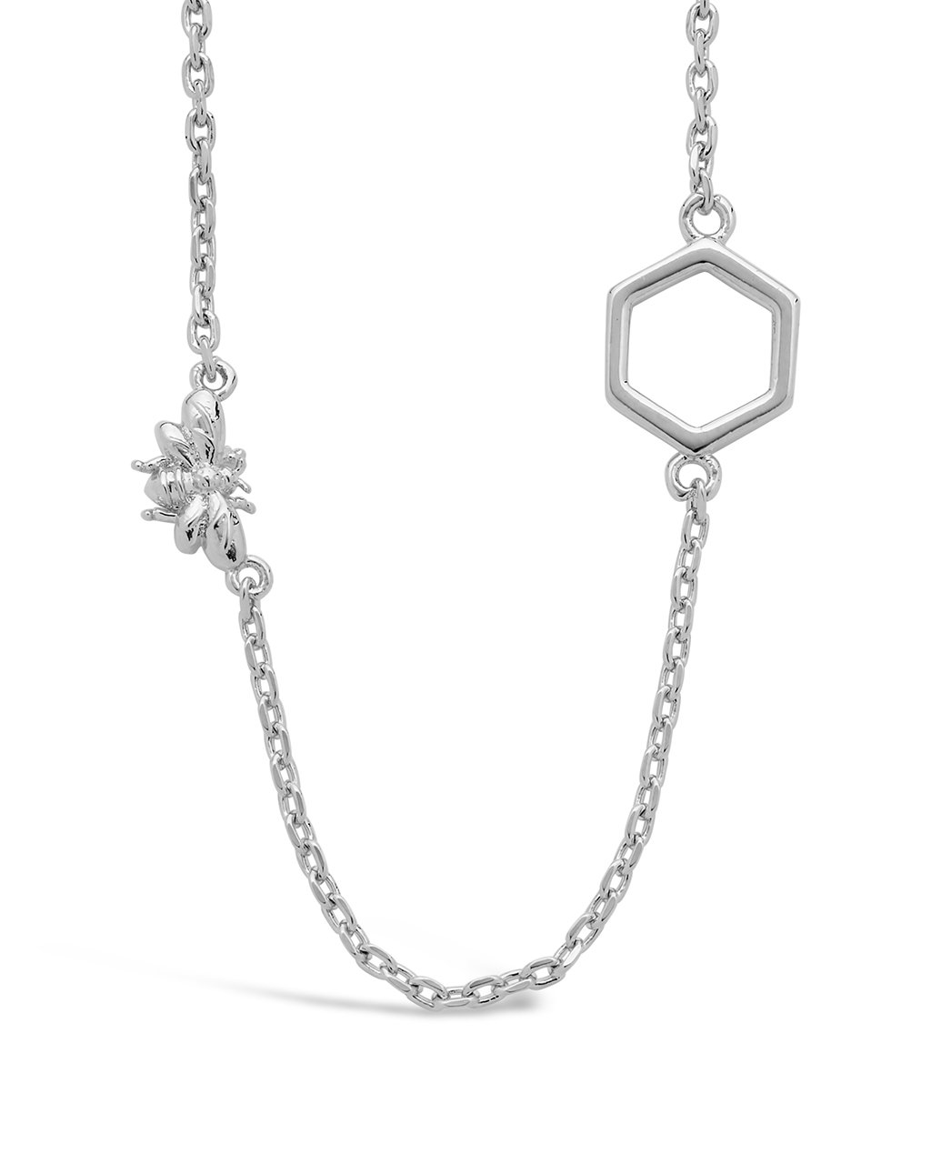 Bee & Hexagon Necklace - Sterling Forever