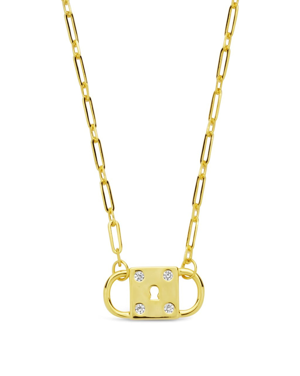 Double Padlock Pendant Necklace Sterling Forever Gold