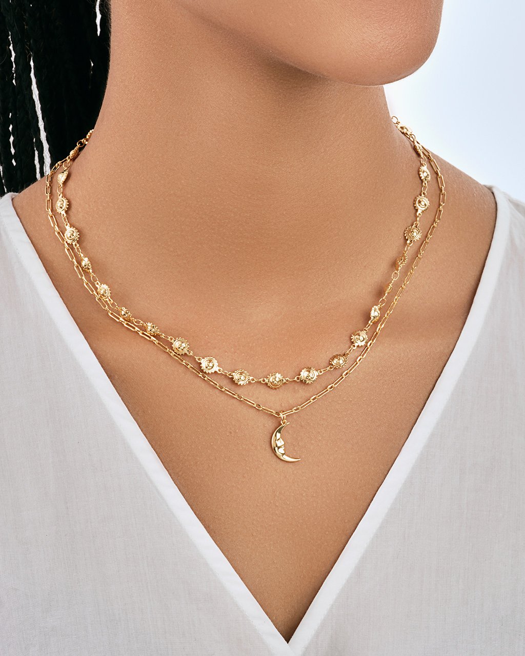Sun Chain & Moon Layered Necklace Necklace Sterling Forever 