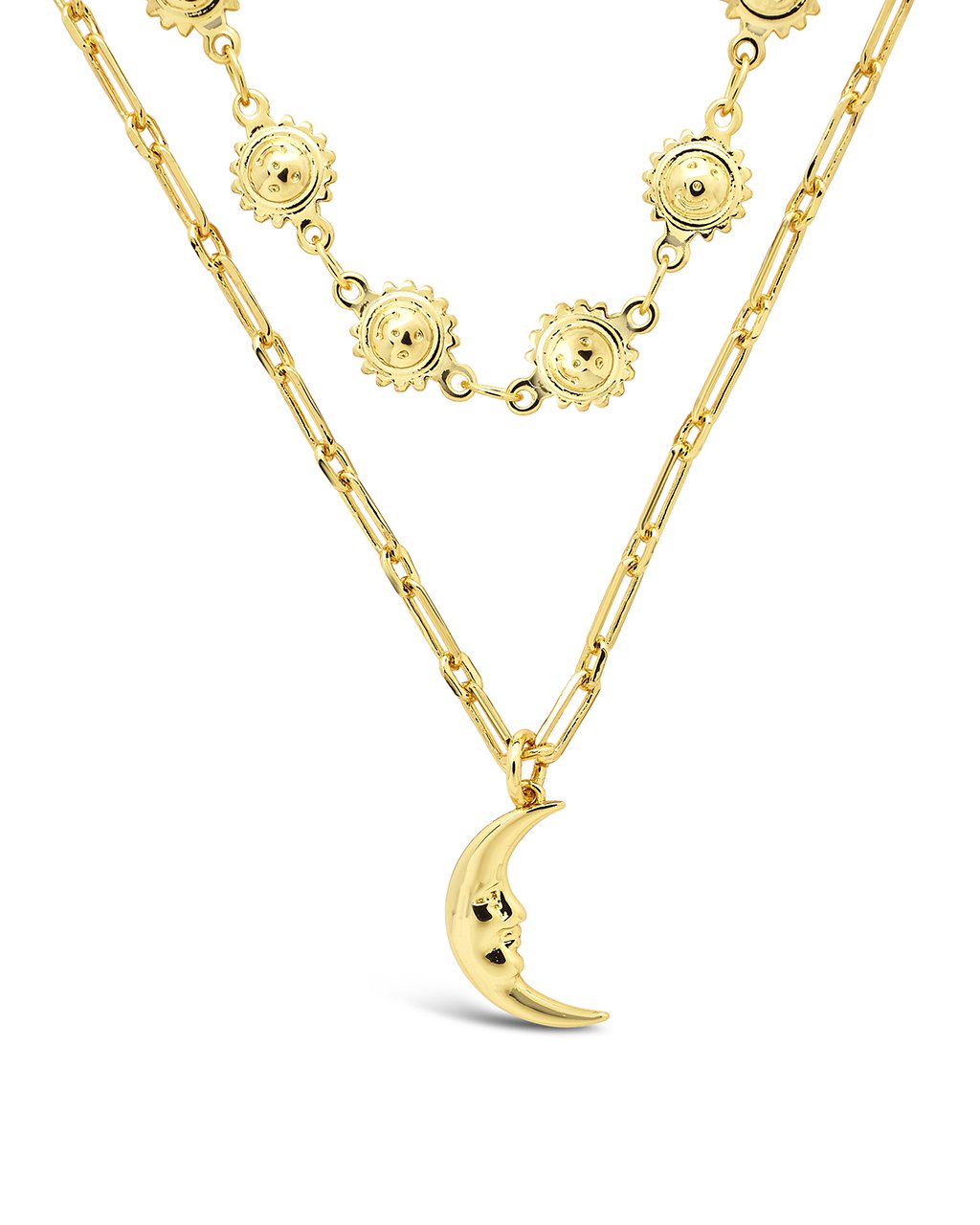Sun Chain & Moon Layered Necklace Necklace Sterling Forever Gold