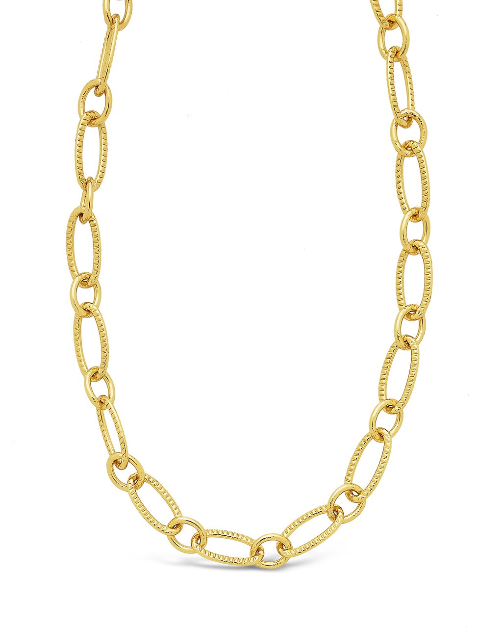 Textured Oval Link Chain Necklace Sterling Forever
