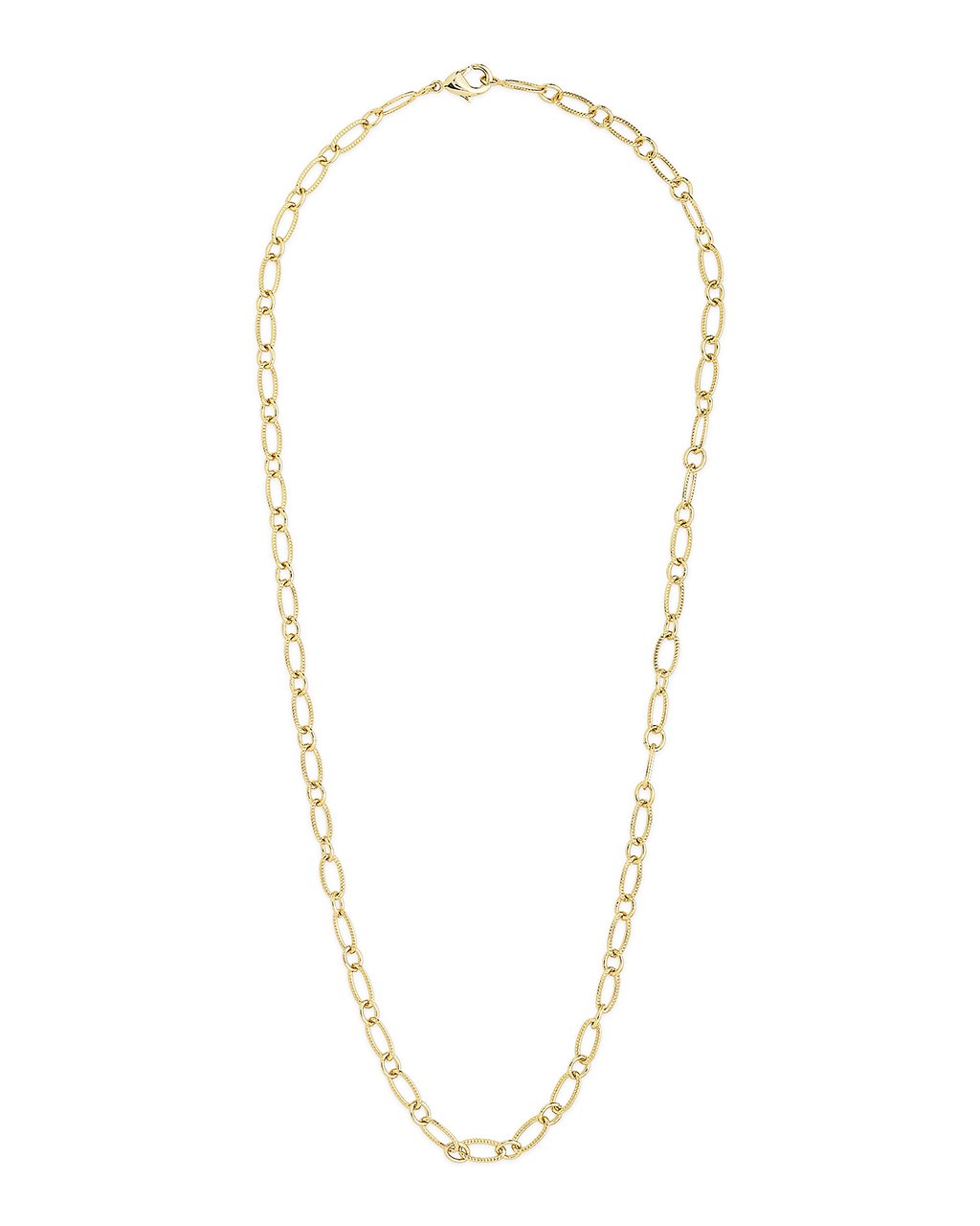 Textured Oval Link Chain Necklace Sterling Forever Gold