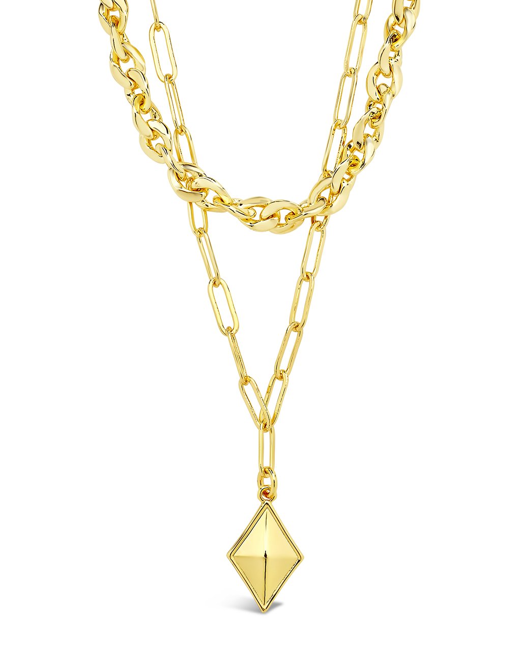 2 Layer Chain & Charm Necklace Necklace Sterling Forever Gold 