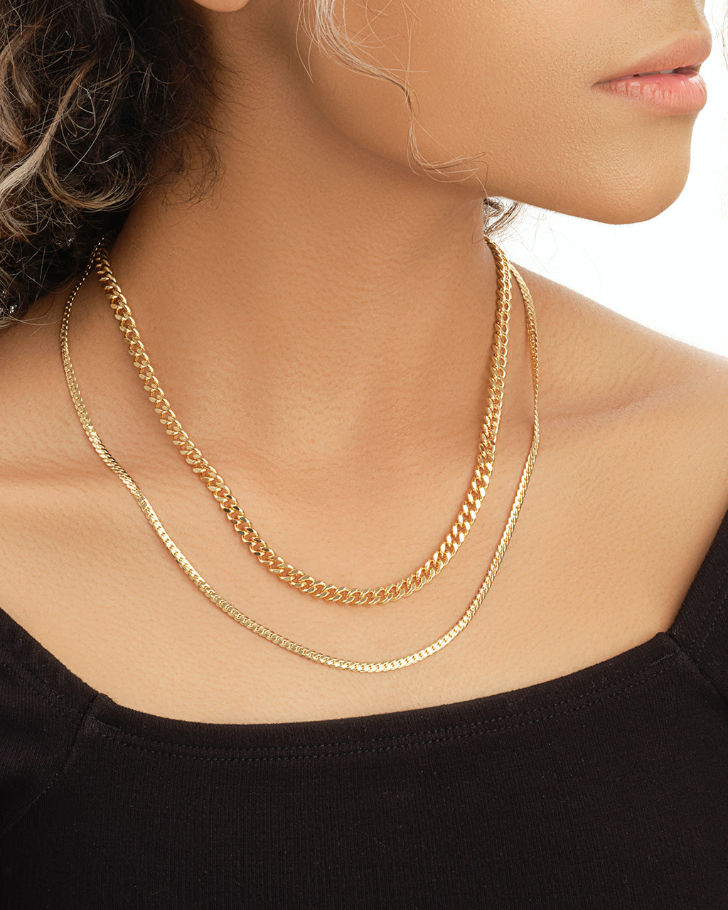 Curb & Herringbone Chain Layered Necklace Necklace Sterling Forever 