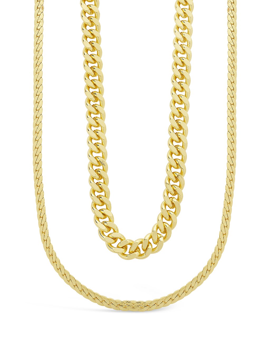 Curb & Herringbone Chain Layered Necklace Necklace Sterling Forever 