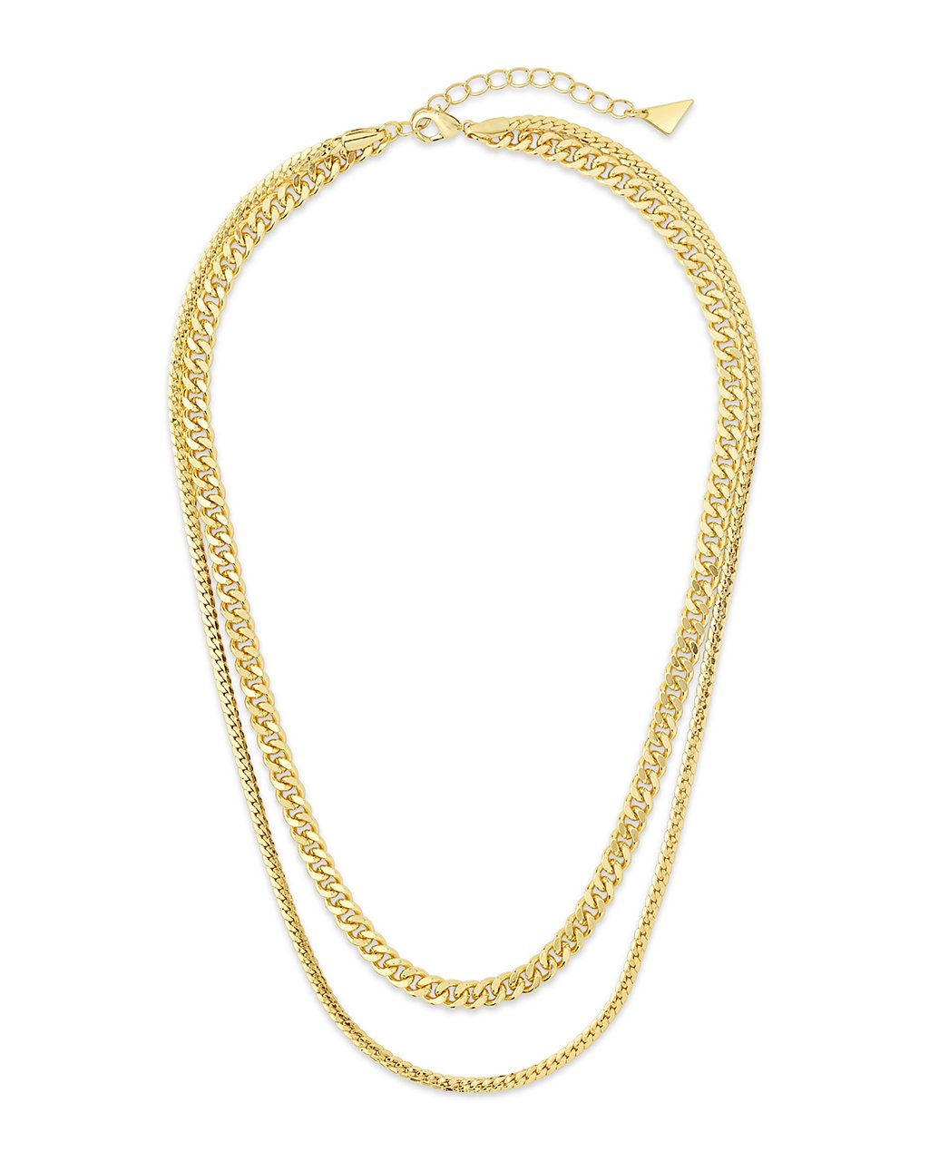 Curb & Herringbone Chain Layered Necklace Necklace Sterling Forever Gold 