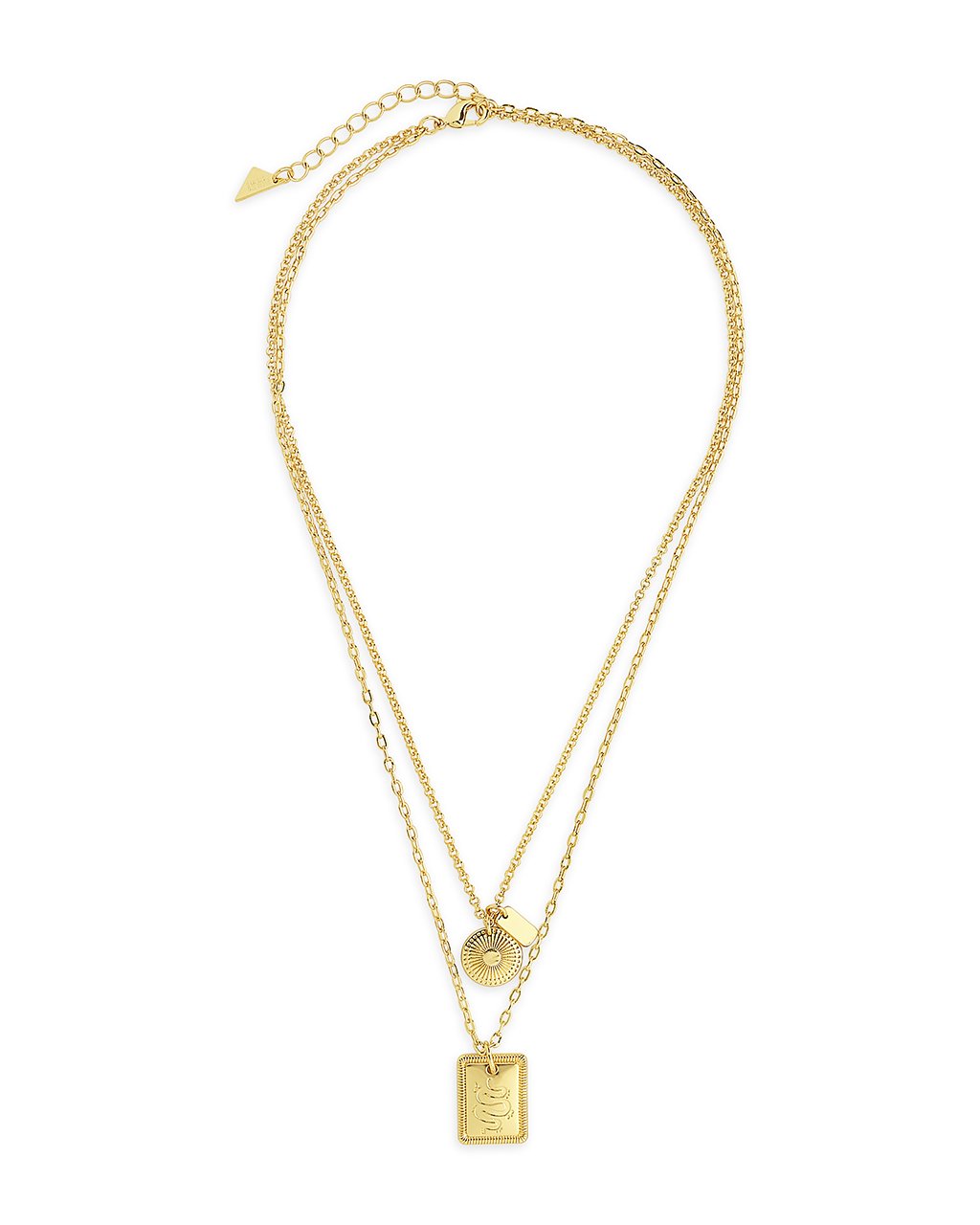 Engraved Disc & Tag Layered Necklace Necklace Sterling Forever 
