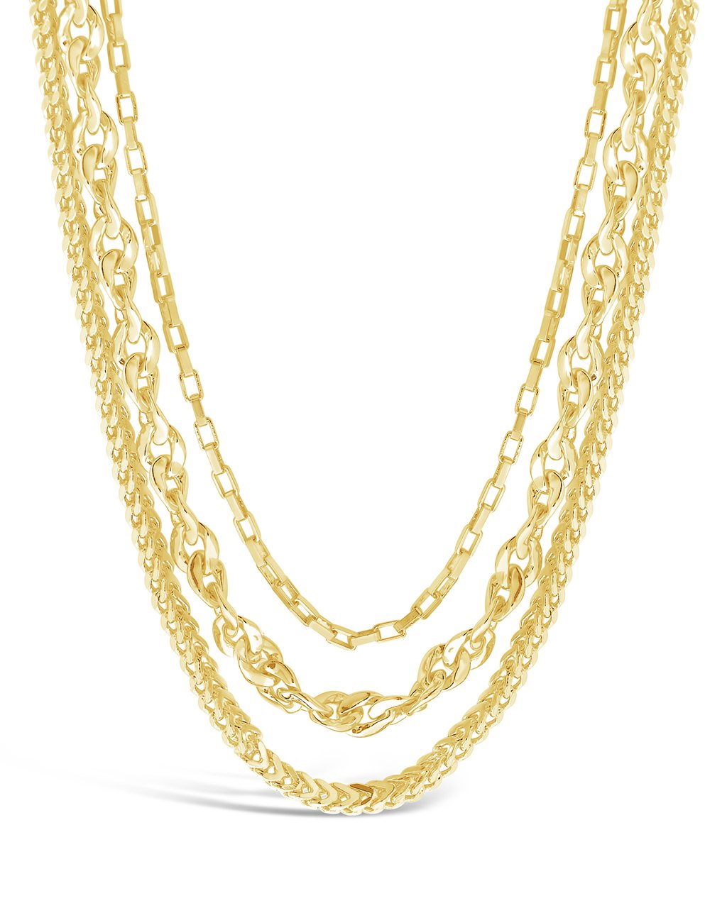 Three Layer Bold Chain Necklace Necklace Sterling Forever Gold 