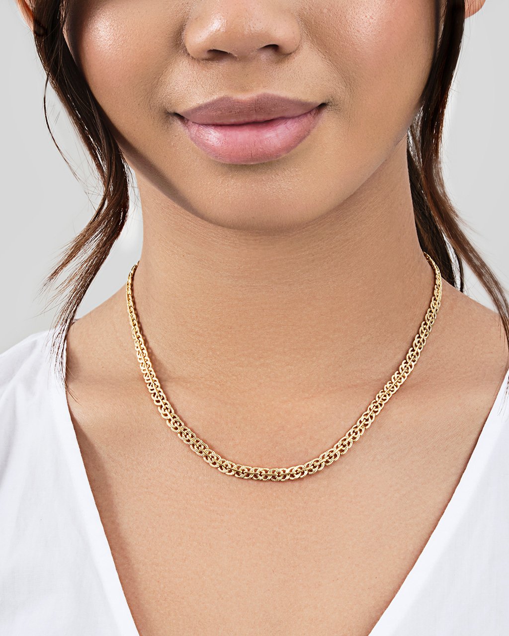 Hammered Interlocking Curb Chain Necklace Sterling Forever 
