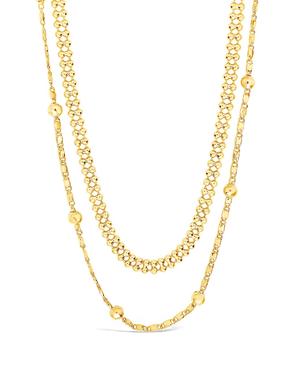 Sterling Forever Layered Beaded Chain Necklace - Gold