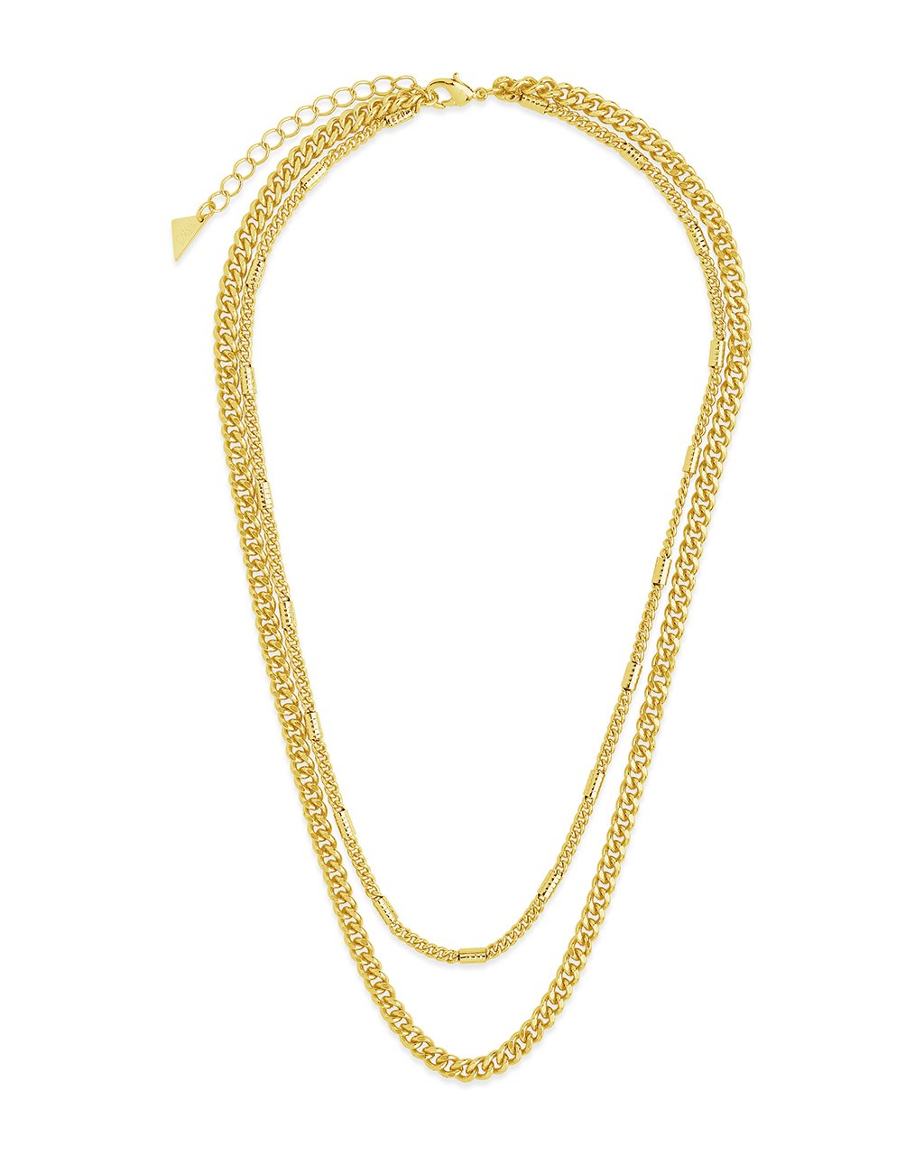 Curb & Station Layered Chain Necklace Necklace Sterling Forever 