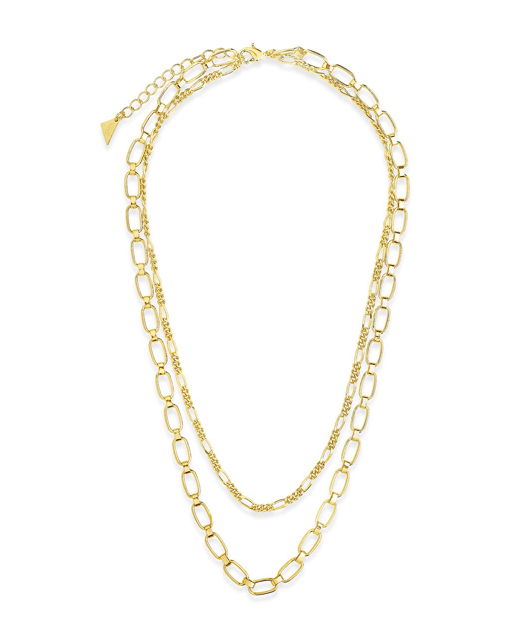 Figaro & Square Link Layered Chain Necklace Necklace Sterling Forever 
