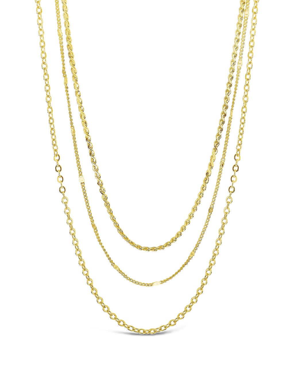 Dainty Three Layer Chain Necklace Necklace Sterling Forever Gold 