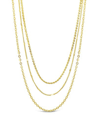 Dainty Three Layer Chain Necklace Necklace Sterling Forever Gold 
