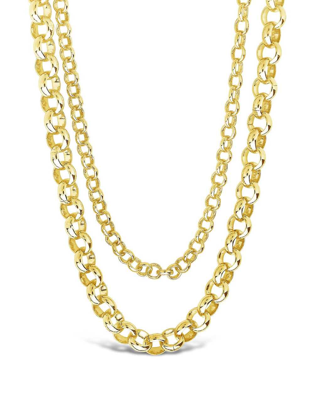 Bold Layered Rolo Chain Necklace Necklace Sterling Forever Gold 