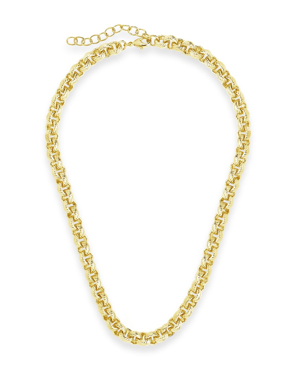 Textured Round Link Chain Necklace Sterling Forever 