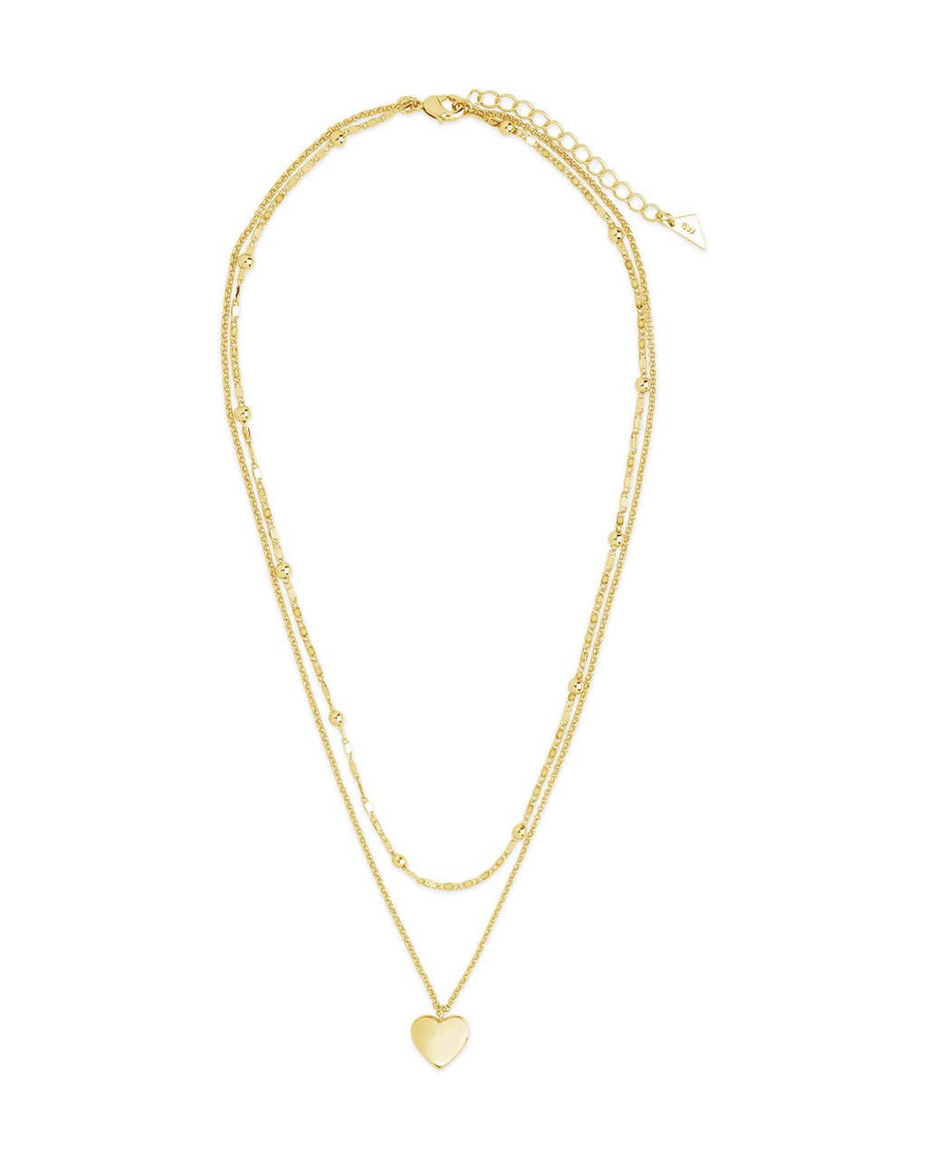 Beaded Chain & Heart Charm Layered Necklace Necklace Sterling Forever 