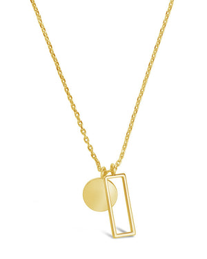 Open Rectangle & Circle Pendant Necklace