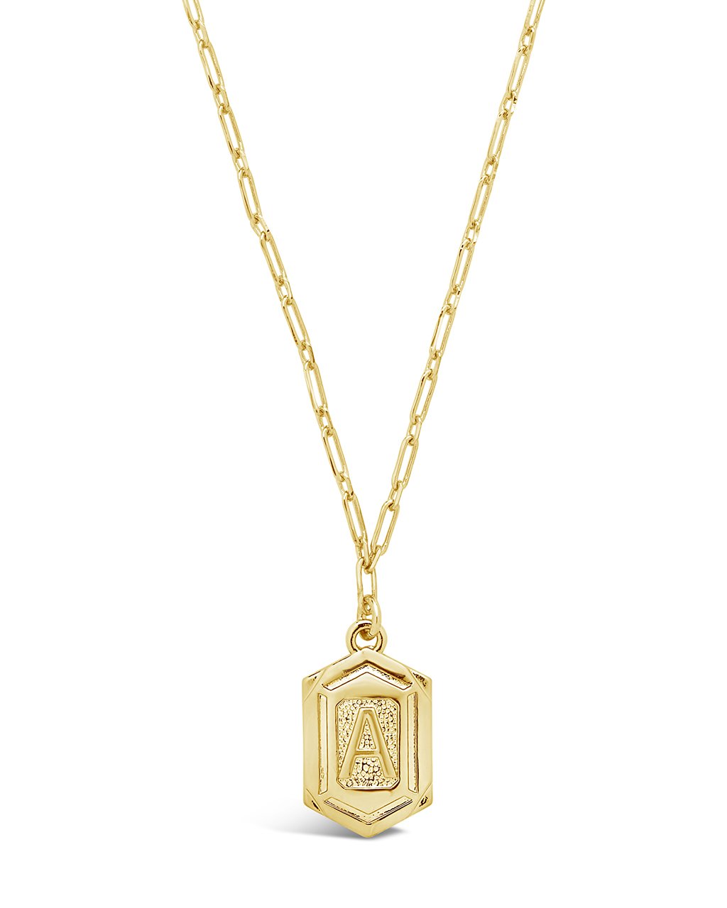 Hexagon Tag Initial Necklace Necklace Sterling Forever Gold A 