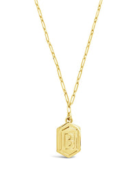 Hexagon Tag Initial Necklace Necklace Sterling Forever Gold B 