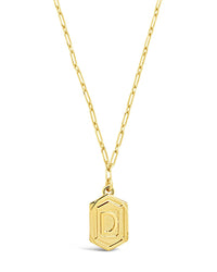 Hexagon Tag Initial Necklace Necklace Sterling Forever Gold D 
